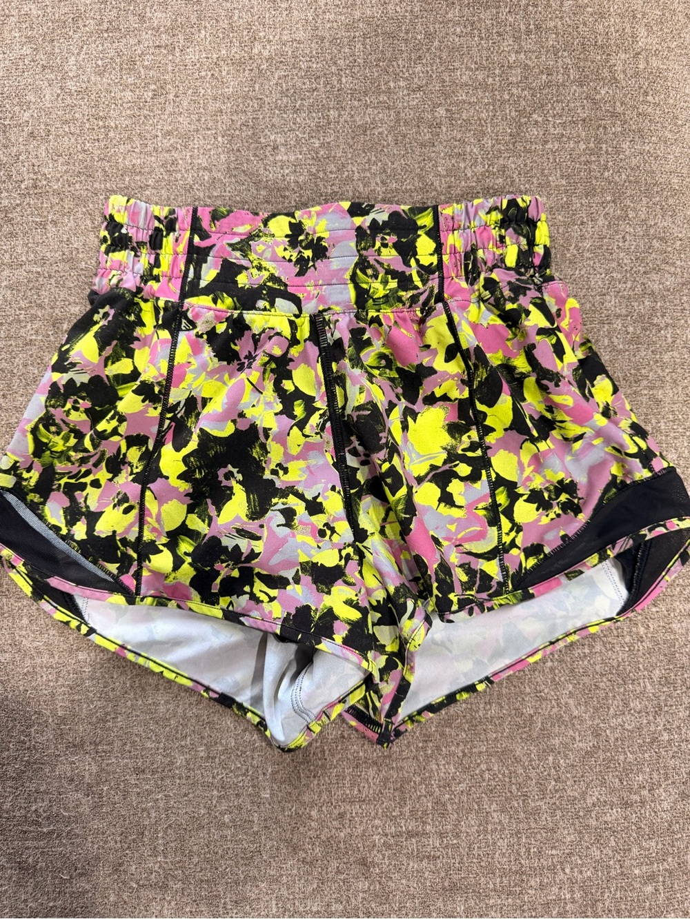 lululemon athletica Floral-Print Athletic Shorts - Pink & Yellow